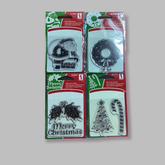 Lot of 4 Small Christmas Clear Stamp set by Inkadinkado - Picture 1 of 7